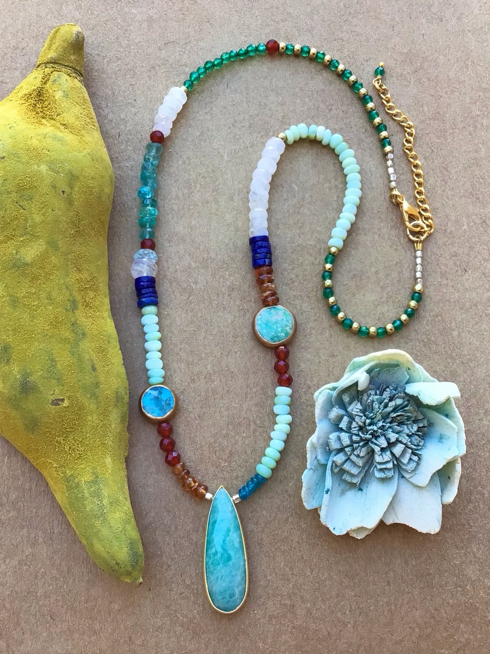 Natural Genuine Gemstones Sundance Charm Necklace